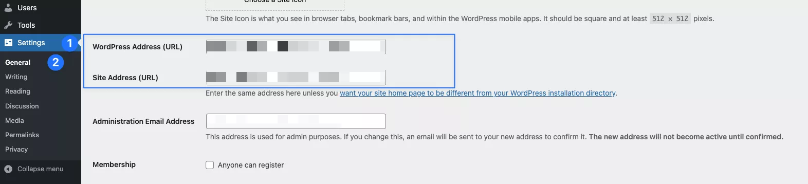 Cập nhật URL trong phần quản trị WordPress 