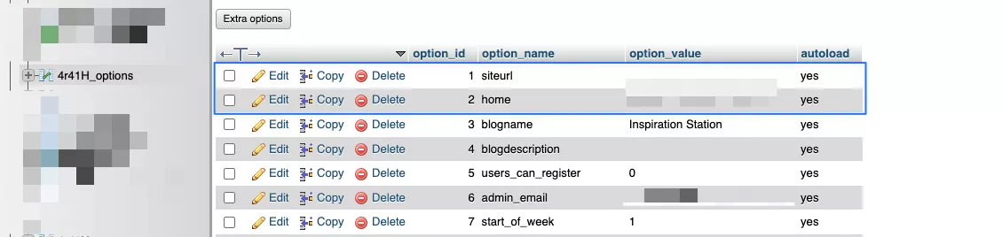 Chỉnh sửa các giá trị trong bảng wp_options. 