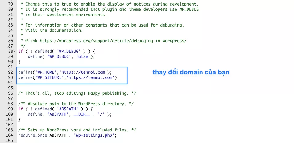 Cập nhật file wp-config.php 