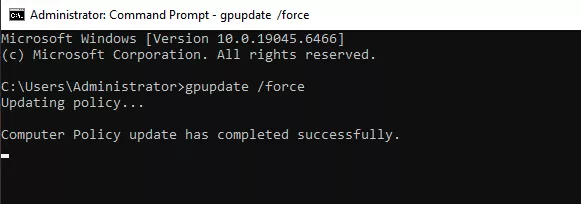 Chạy lệnh update cấu hình