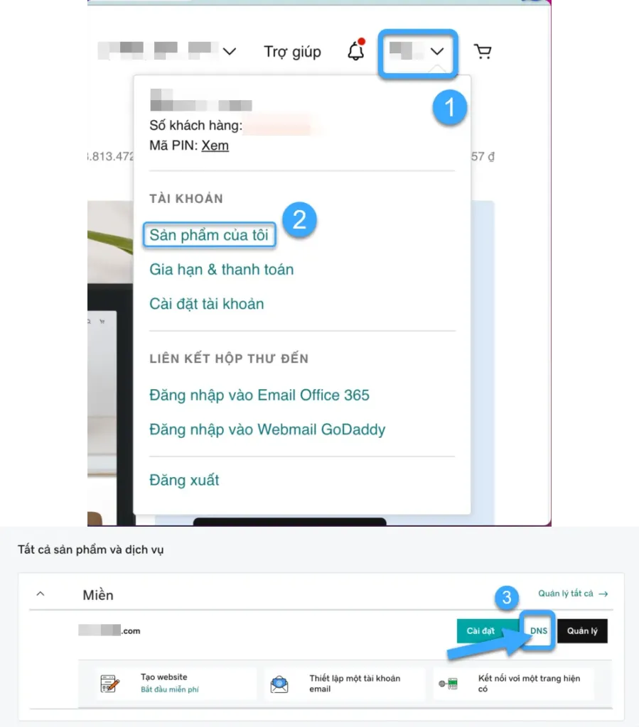 Truy cập trang quản lý DNS