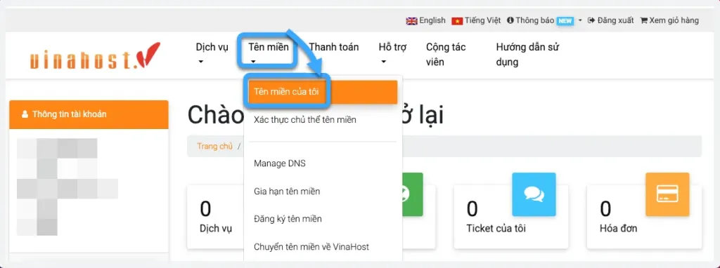 Chọn Tên miền của tôi