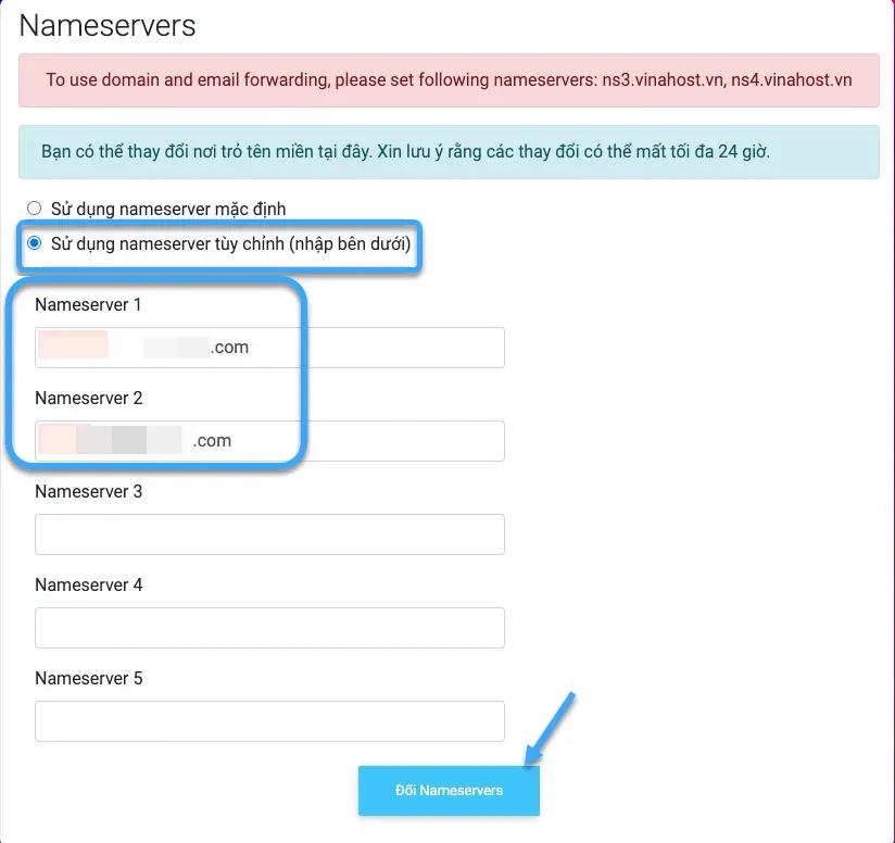 Thay đổi Nameserver