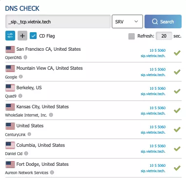 Website kiểm tra bản ghi SRV