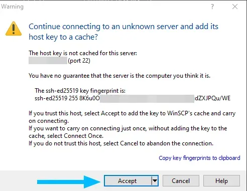 Cảnh báo host key vào lần kết nối đầu tiên