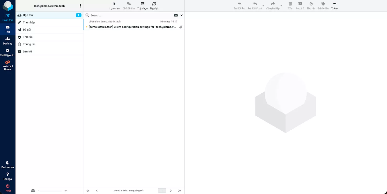 Giao diện hộp thư Roundcube