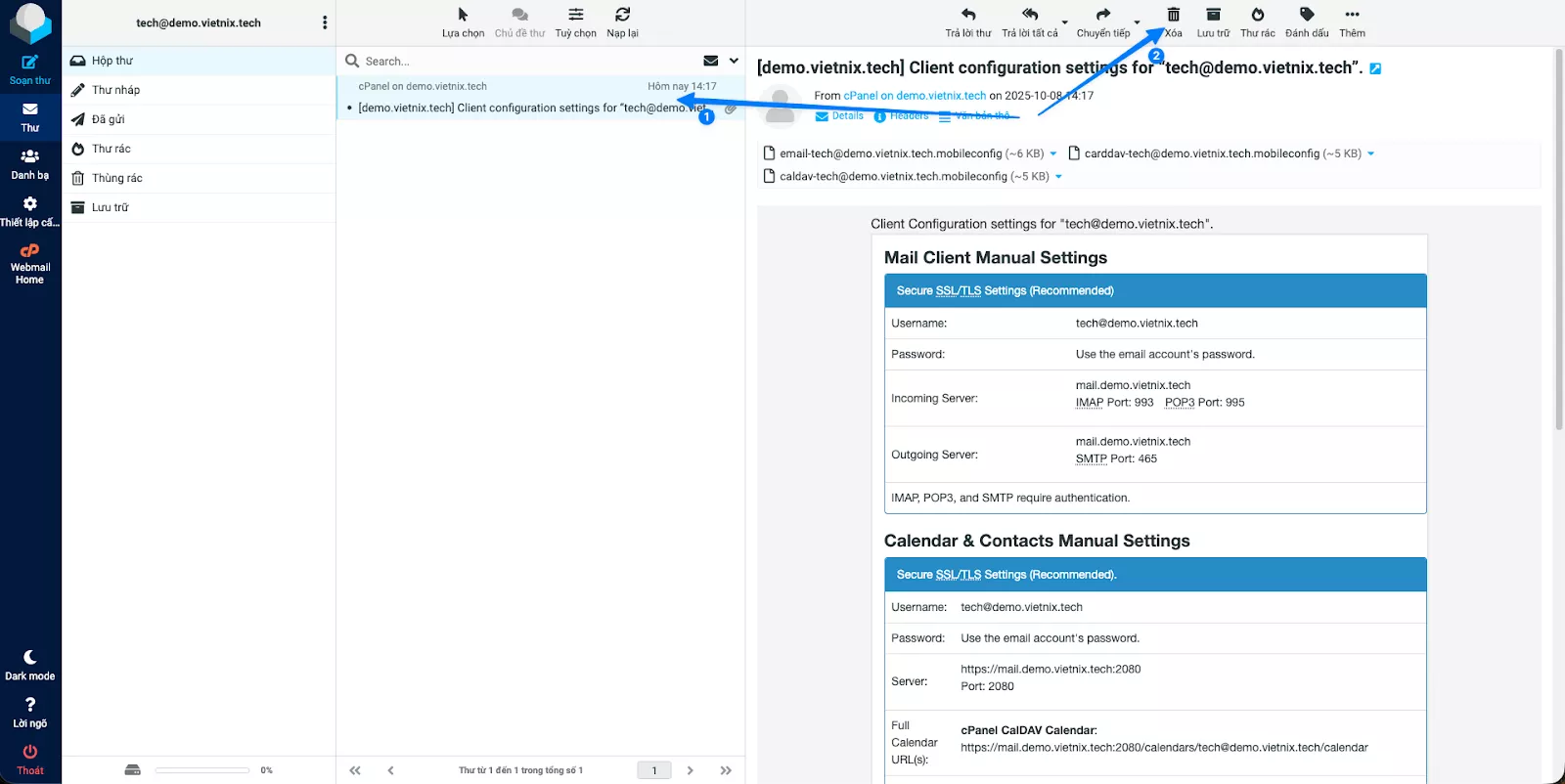 Cách xóa một email riêng lẻ