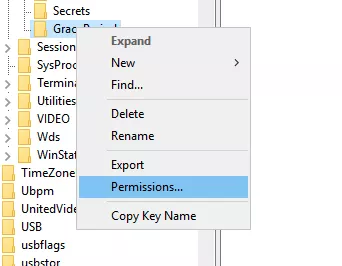 Chuột phải và chọn Permissions