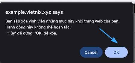 Xác nhận lại thao tác xóa 