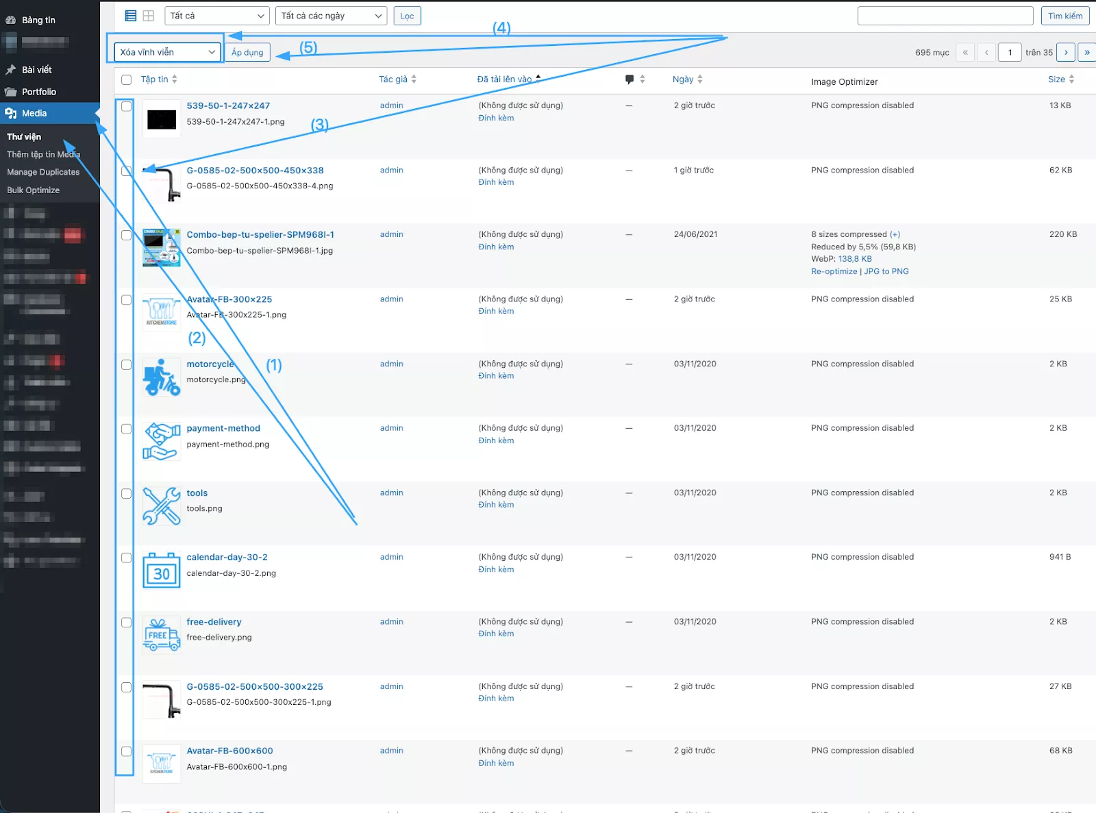 Xóa media bằng phương pháp thủ công 