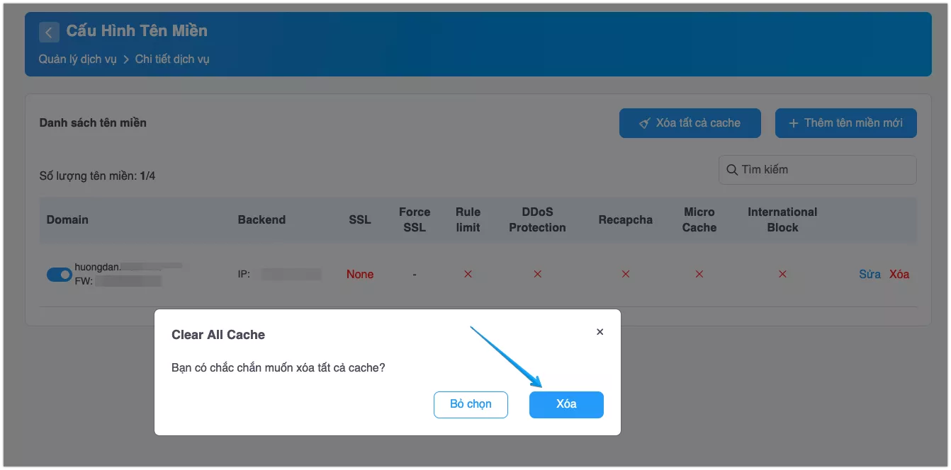 Xác nhận bằng cách nhấn nút Xóa