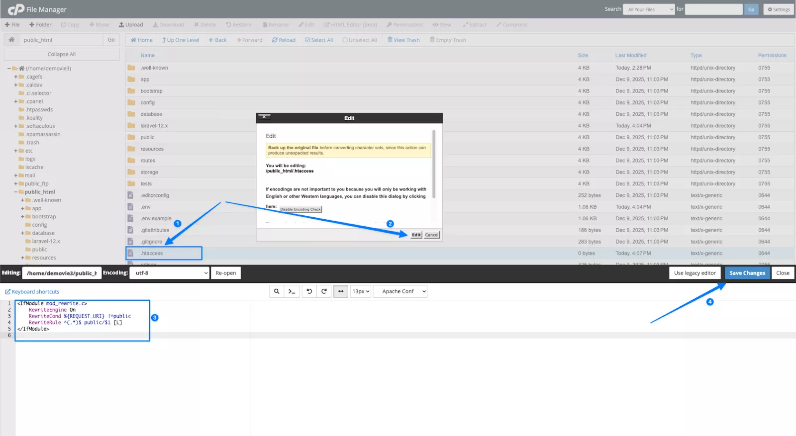 Thêm cấu hình rewrite cho Laravel 