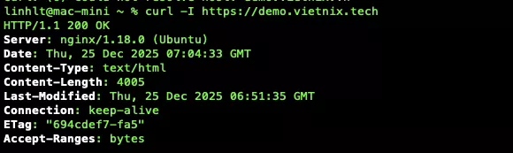 Kiểm tra kết quả sau khi reload  