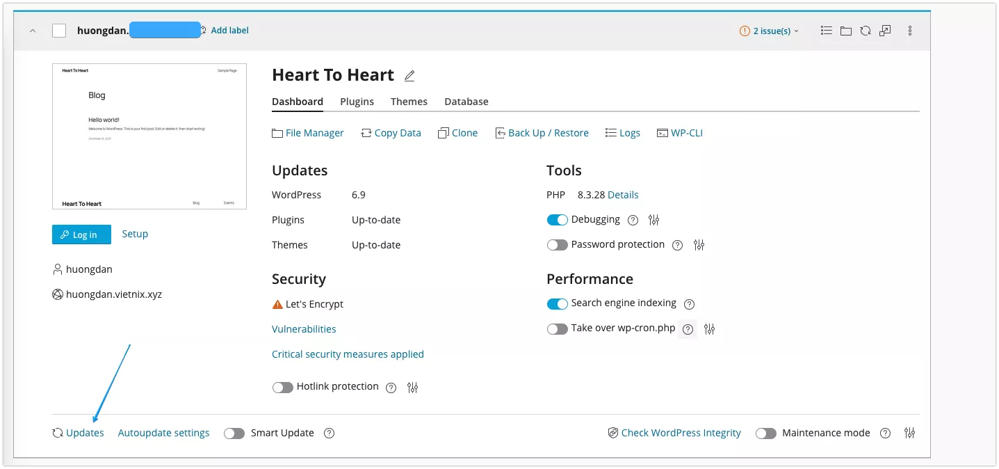 Updates cập nhật các bản cập nhật quan trọng