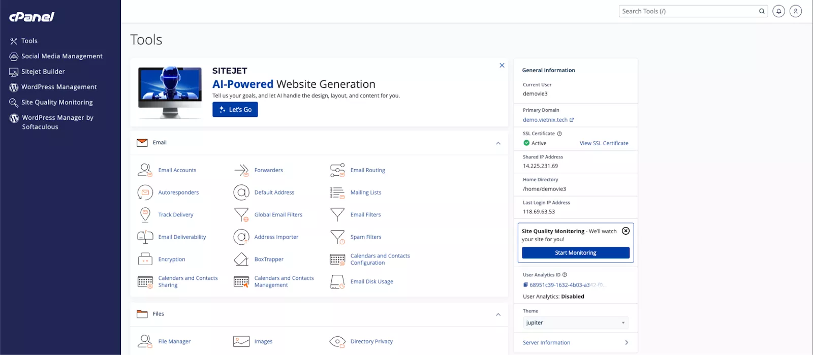 Đăng nhập vào giao diện cPanel  
