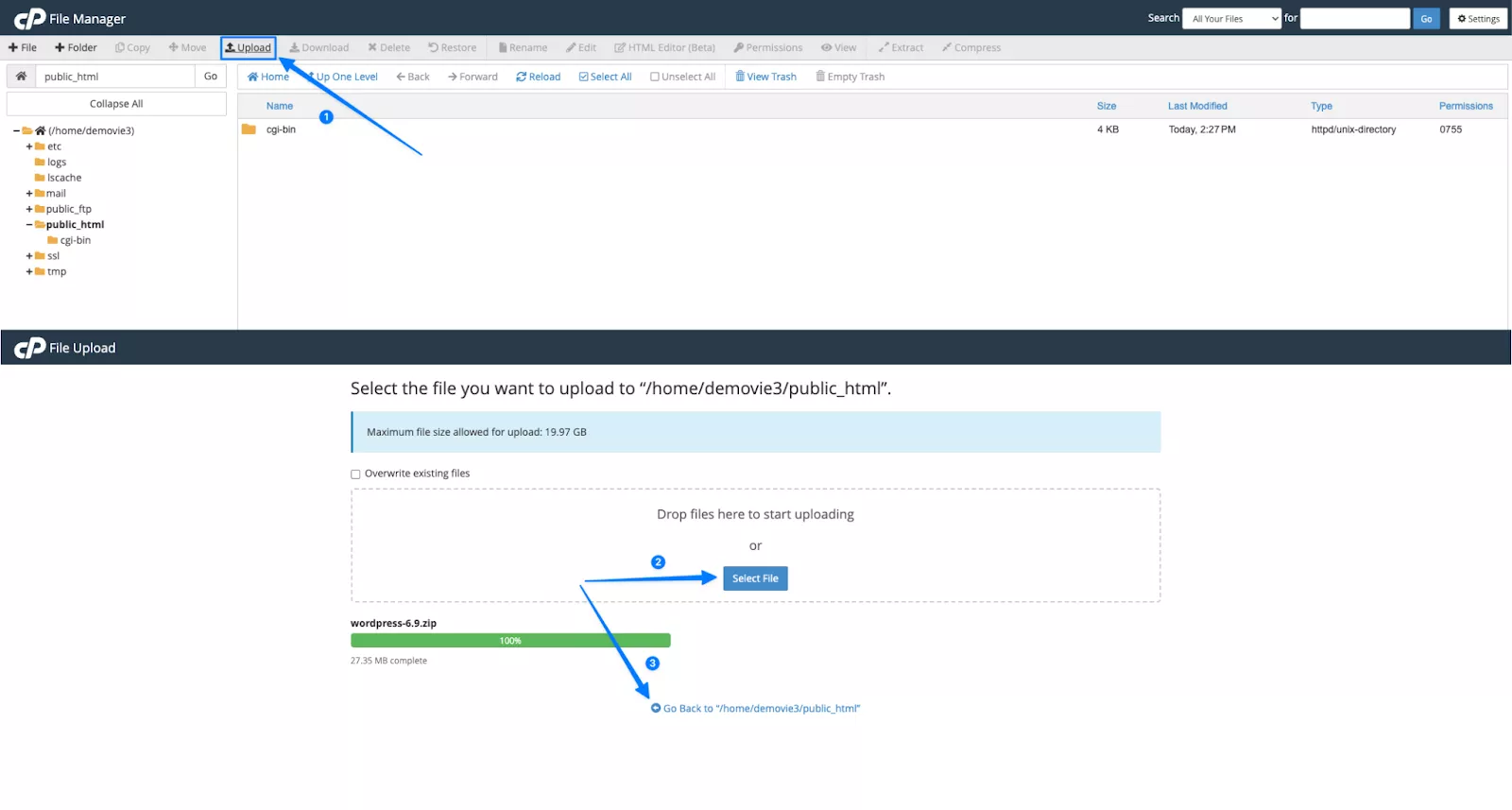 Upload file source WordPress  