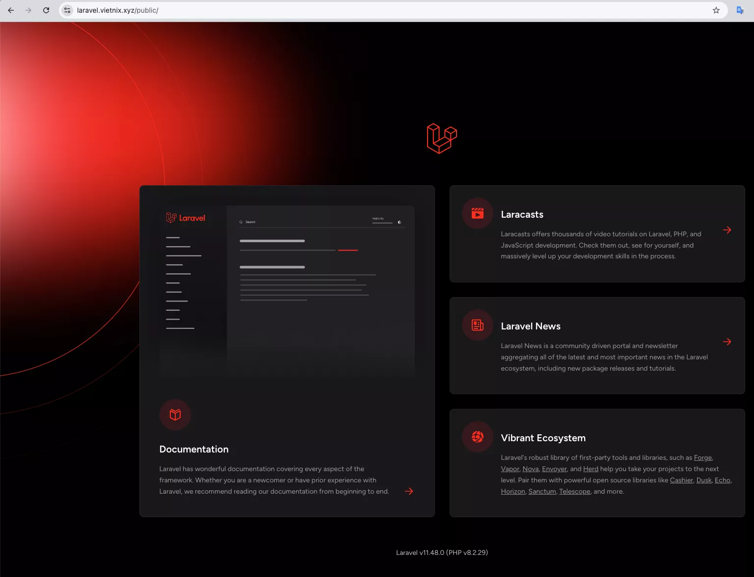 Trình duyệt tự động chuyển hướng người dùng từ tên miền gốc sang thư mục /public 