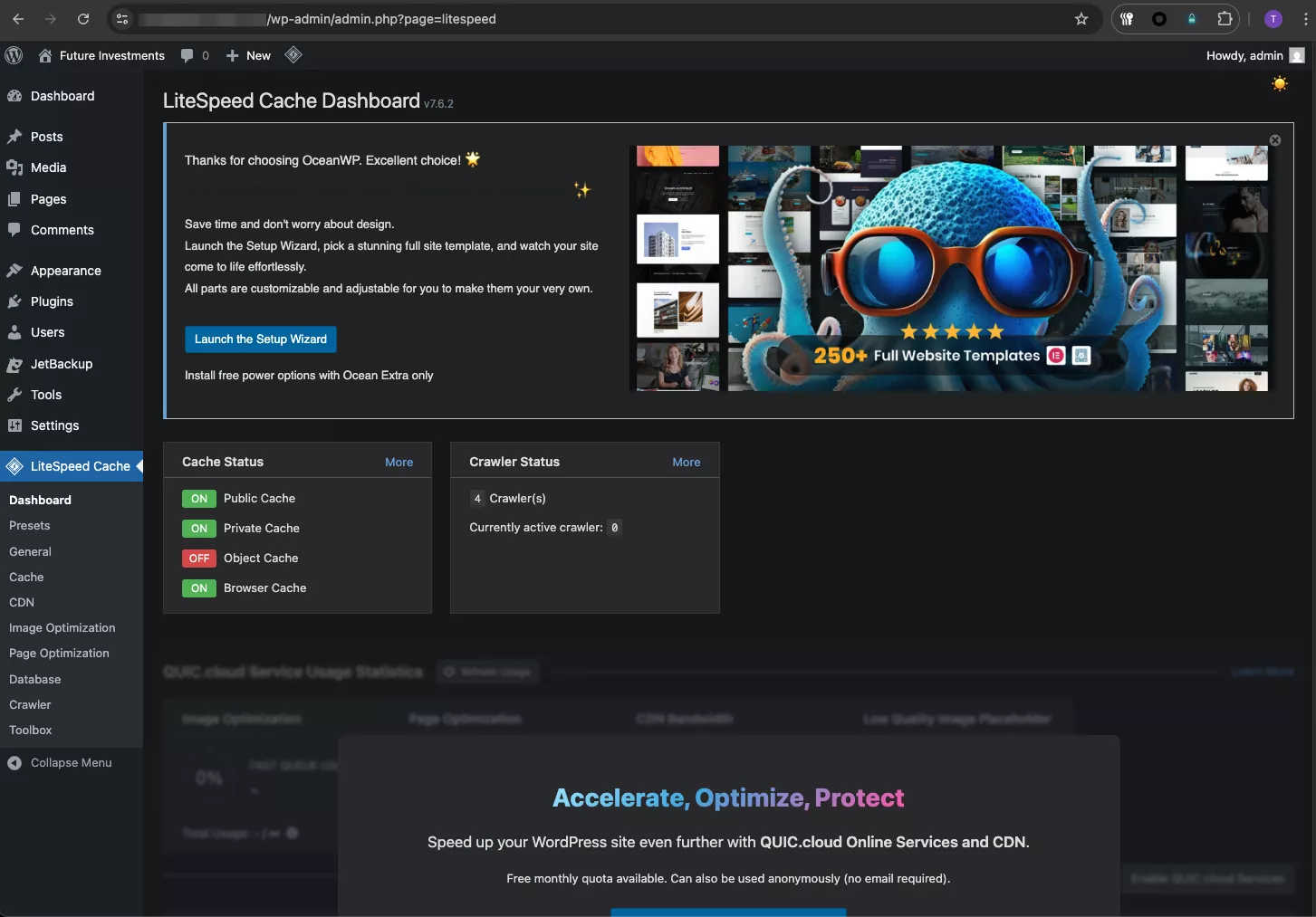 Truy cập plugin LiteSpeed Cache 