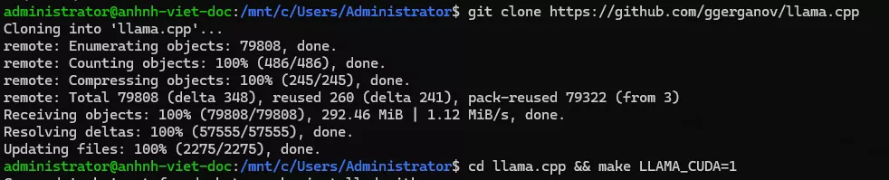 Cài đặt các công cụ cần thiết và clone mã nguồn llama.cpp