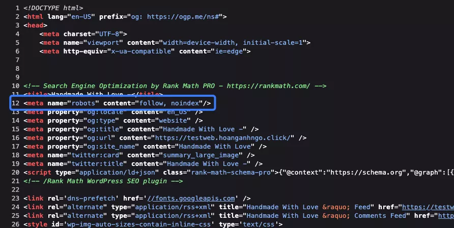 Kiểm tra thẻ meta robots (noindex)