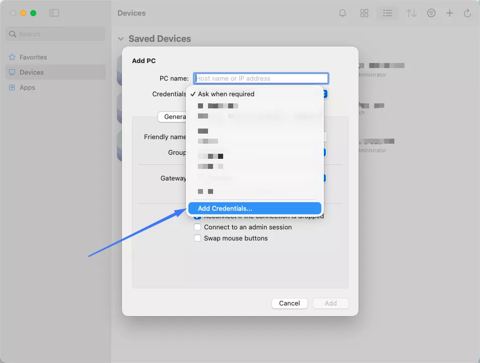 Điền tên PC hoặc IP  