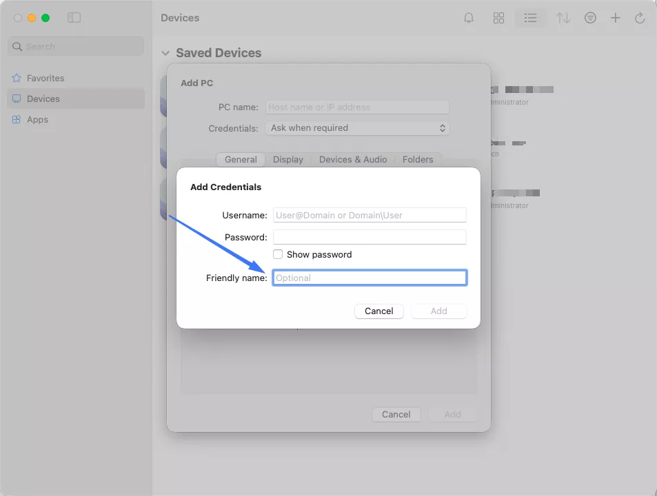 Điền Friendly name  