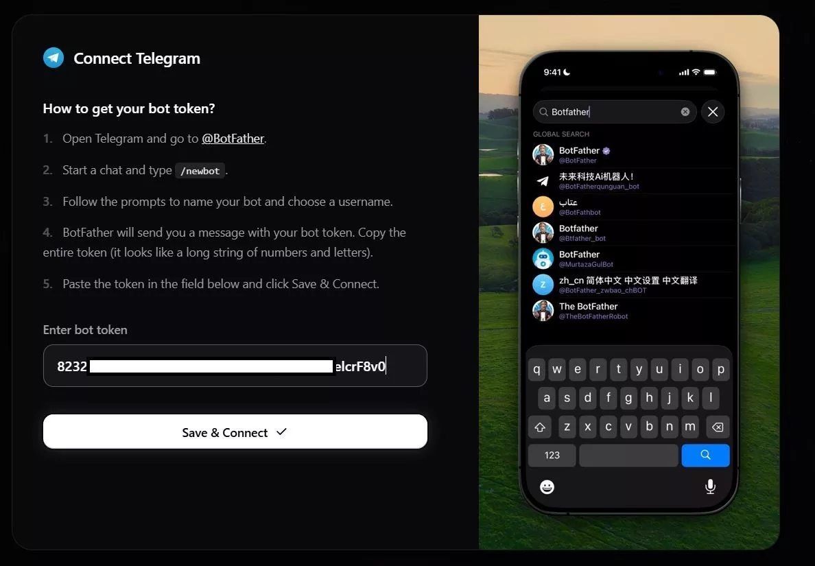 Giao diện kết nối nhắn tin SimpleClaw